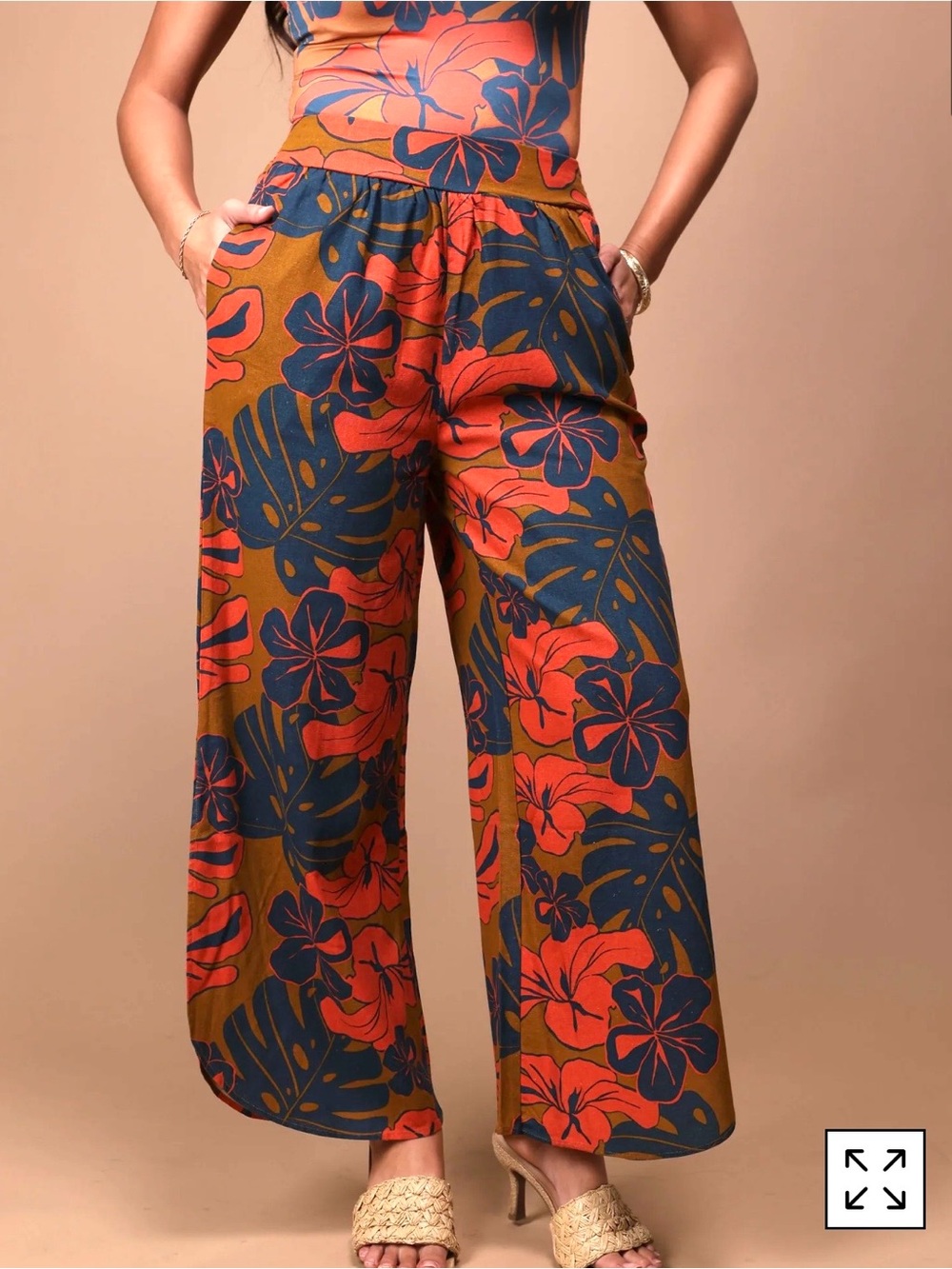 Lex Breezy Smocked Palazzo Pant
Monstera Mustard Blue NWT